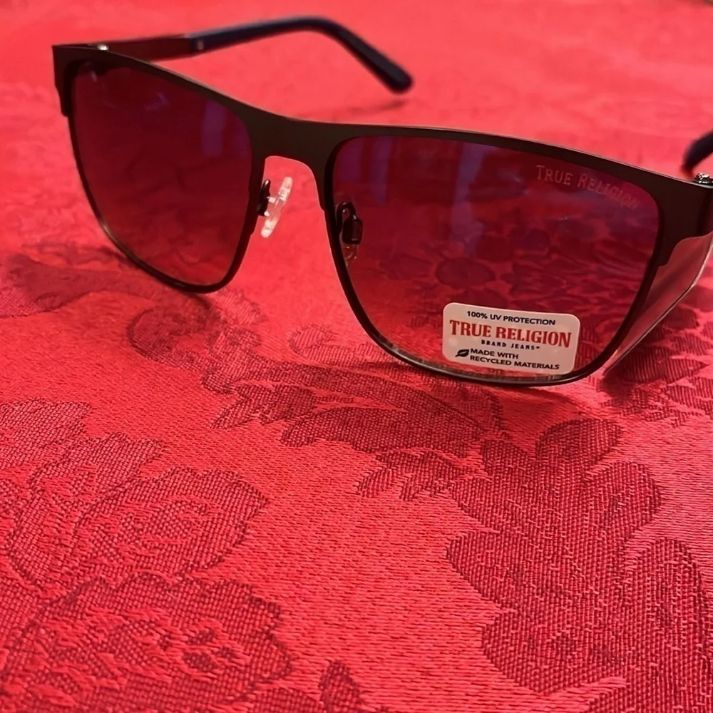 Brand New True Religion Brown Matte Metal Square Sunglasses 100% UV Protection